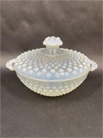 Moonstone Opalescent Hobnail Glass Dish