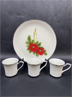 Noritake Fine China Teacups and Holiday Plate