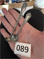 Lot of 2 Mini Sterling Silver Spoons OLD