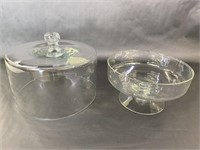 Large Glass Cake Stand and Lid