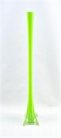 Tall MCM Lime Green Blown Stretched Glass Vase