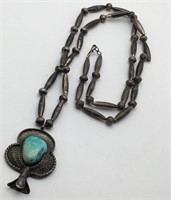 Vintage Navajo Turquoise And Sterling Necklace