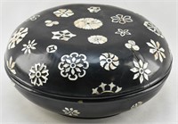 Round Lacquered Box with Mother of Pearl Inlay
