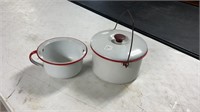 Enamel Pot w/ Lid and Pot with Handle