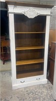 White Carved Open Front Bookcase