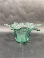 Green Textured Glass Flower Vase