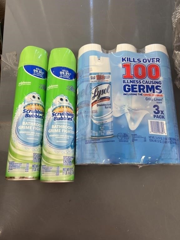 Lot of new Lysol and scrubbing bubbles