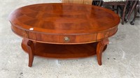 Oval Inlaid One Drawer Coffee Table