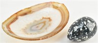 Natural Agate Stone Dish and Porphyrite Palm Stone