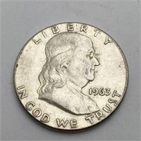 1963 Ben Franklin Silver Half Dollar