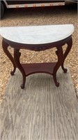 Marble Top Rose Carved Demilune Table