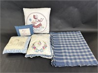 Table Runner and Embroidered Pillows