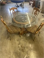 Glass-Top Dining Table with 4 Chairs