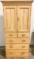 Antique Scrubbed Pine Rustic Linen Press Cabinet