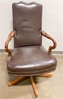 Stationary Leather Swivel Office Chair
