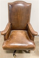 Weatherford Leather Swivel Office Chair on Wheels