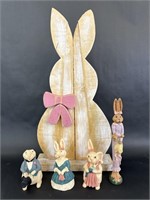Wood Easter Rabbit Cutout, Rabbit Statue Decor