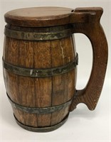 Wooden Barrel Style Stein With Lid