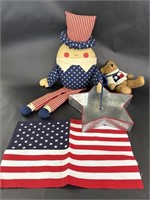 Texan Teddy Bear, Galvanized Star Basket, Flag