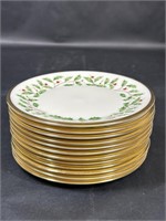 Lenox Holiday Dimensions Holly Appetizer Plates