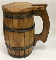 Wooden Barrel Style Stein With Lid