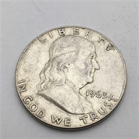 1963 D Ben Franklin Silver Half Dollar