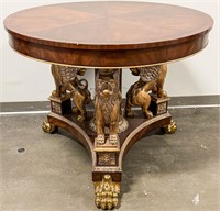 Round Empire Style Gilded Mahogany Entry Table