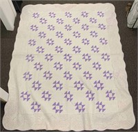 Purple And White Handsewn Quilt, Dated 1935