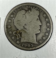 1905 Silver Barber Half-Dollar AG