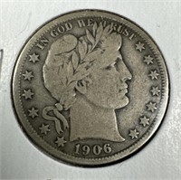 1906 Silver Barber Half-Dollar VG