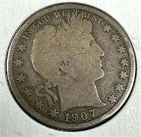 1907-O Silver Barber Half-Dollar AG