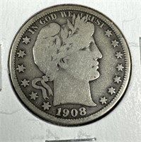 1908 Silver Barber Half-Dollar G