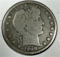 1908-D Silver Barber Half-Dollar VG