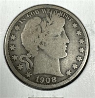 1908-O Silver Barber Half-Dollar VG