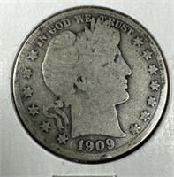 1909 Silver Barber Half-Dollar AG