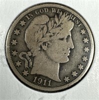 1911 Silver Barber Half-Dollar VG