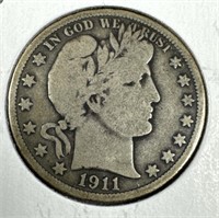 1911-D Silver Barber Half-Dollar VG