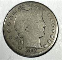 1911-S Silver Barber Half-Dollar AG