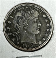 1912-S Silver Barber Quarter VF