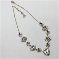 Sterling Silver Blue Stone Necklace