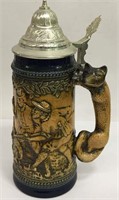 Gerz W. Germany Hunt Scene Stein With Pewter Lid