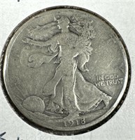 1918-S Silver Walking Liberty Half-Dollar AG