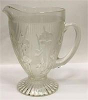 Glass Footed Floral Pitcher