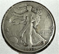 1938 Silver Walking Liberty Half-Dollar VG