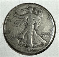 1939 Silver Walking Liberty Half-Dollar VG