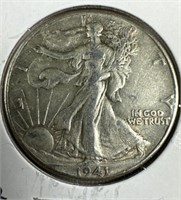 1941 Silver Walking Liberty Half-Dollar EF