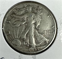 1943-S Silver Walking Liberty Half-Dollar EF