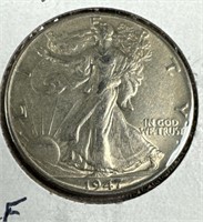 1947 Silver Walking Liberty Half-Dollar EF