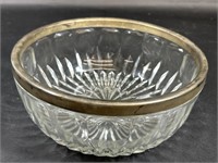 Cut Crystal Bowl with Silver Rim