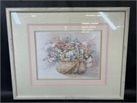 Floral Basket Watercolor Framed Print